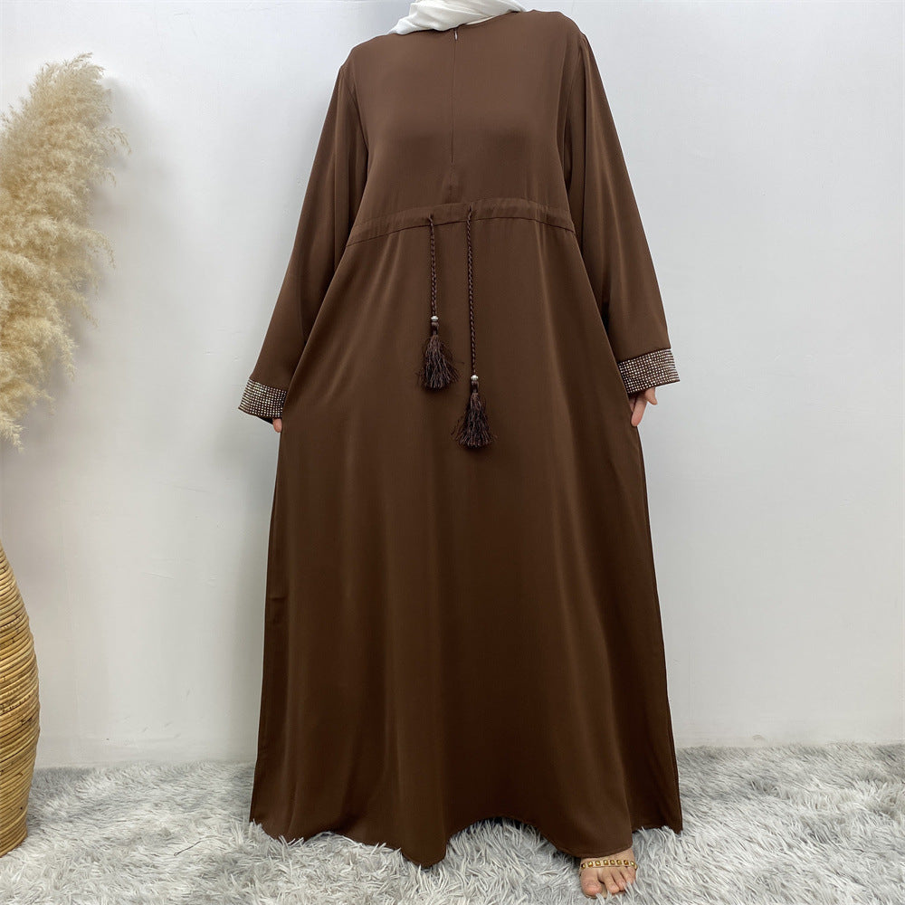 Hot Stamping Spliced Lace Up Dress