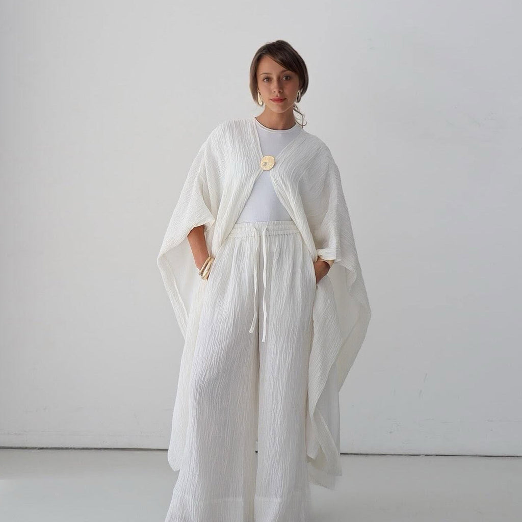 Solid Color Buttoned 2PCS Abaya