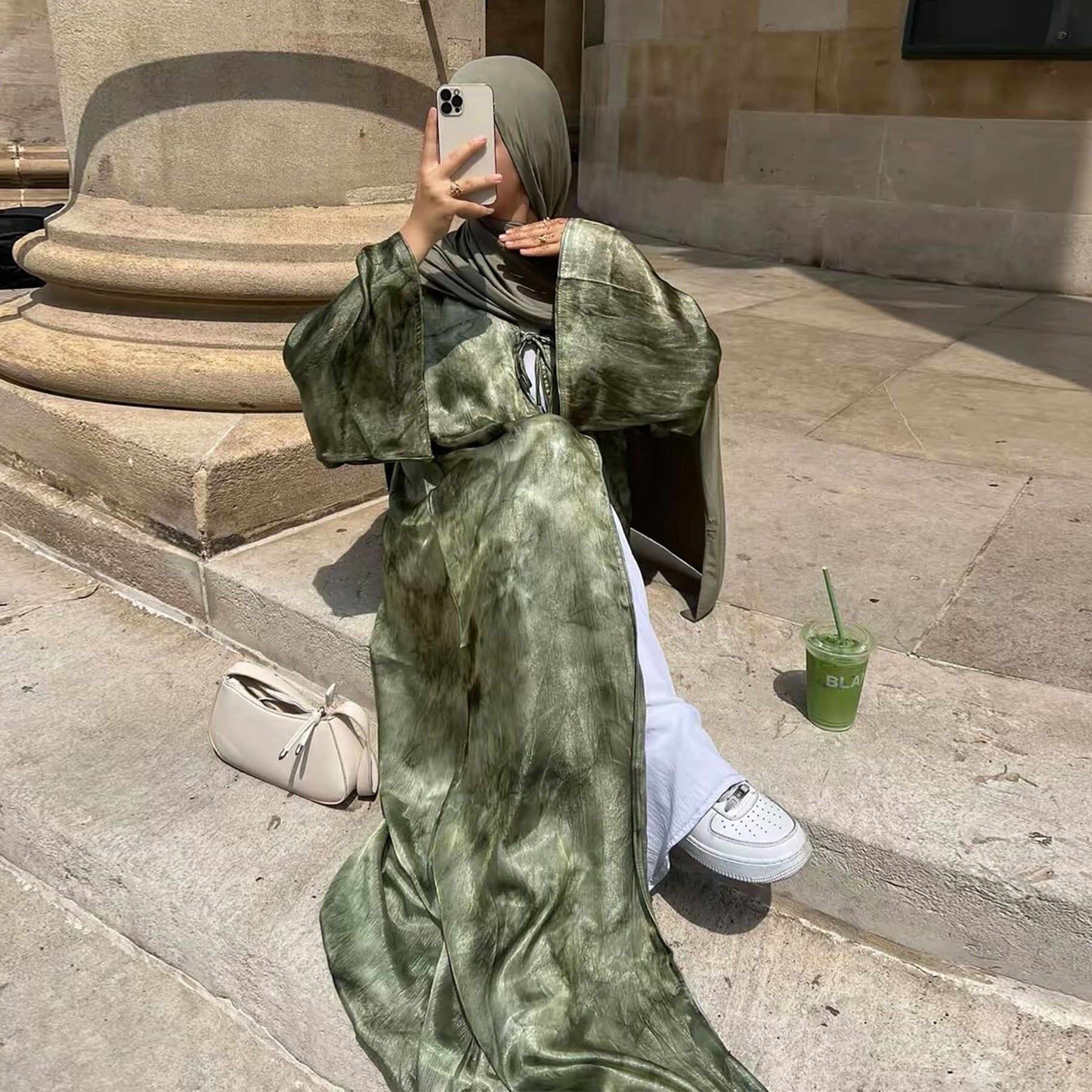 Chic Tie-Dye Cardigan Abaya