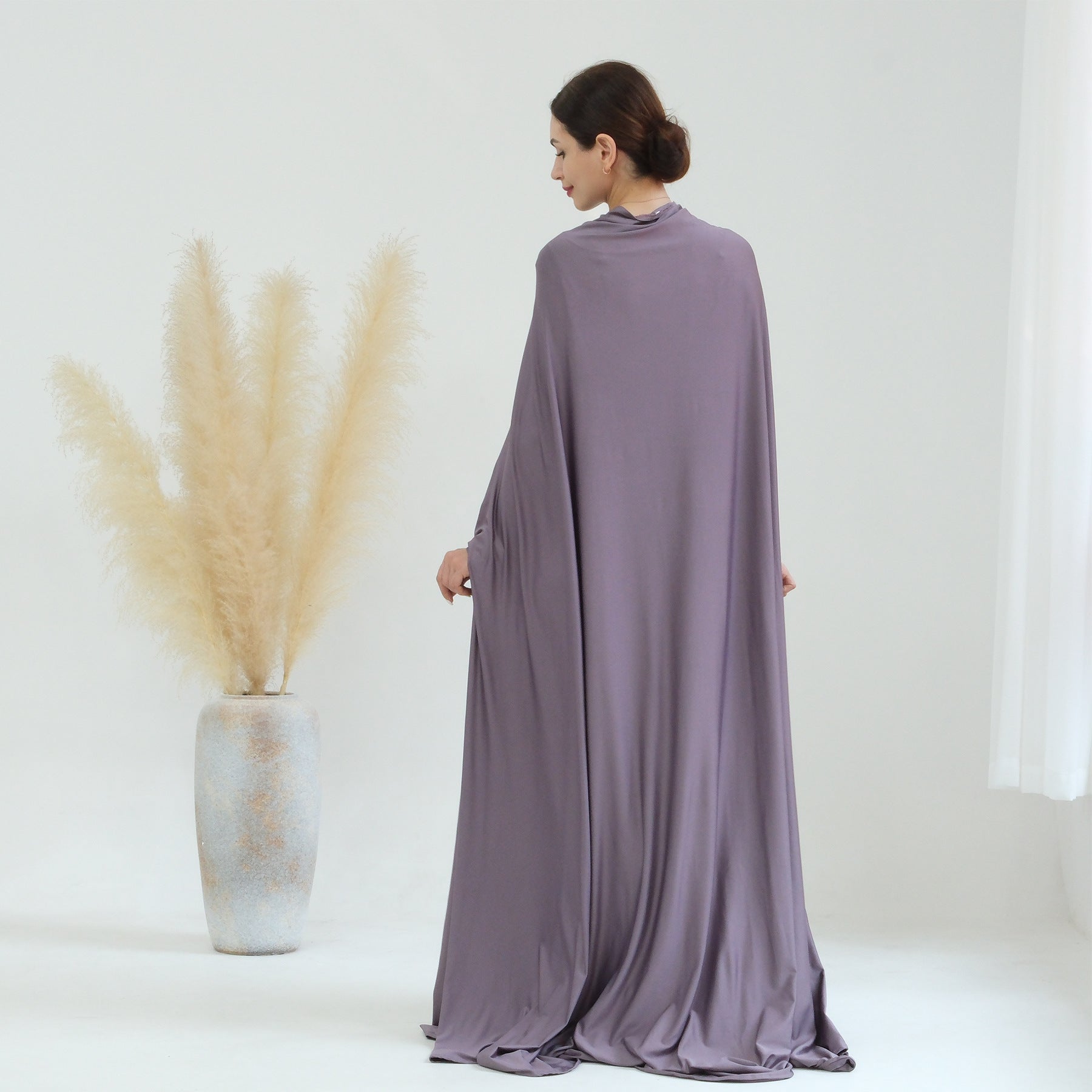 Elegant Solid Color Cape Jilbab