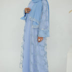 3D Floral Mesh Cardigan Abaya