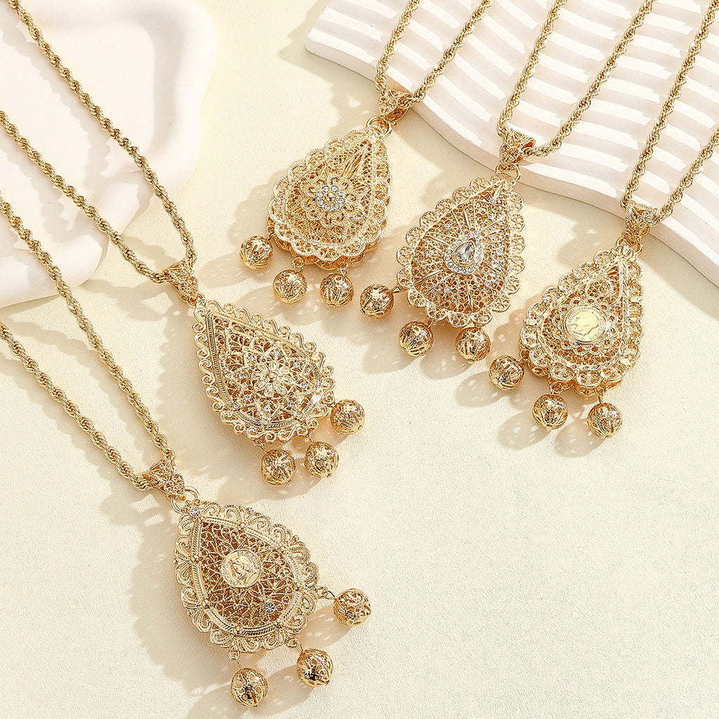 Teardrop Shaped Openwork Double Layers Pendant