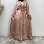 Shiny Satin Cardigan Abaya