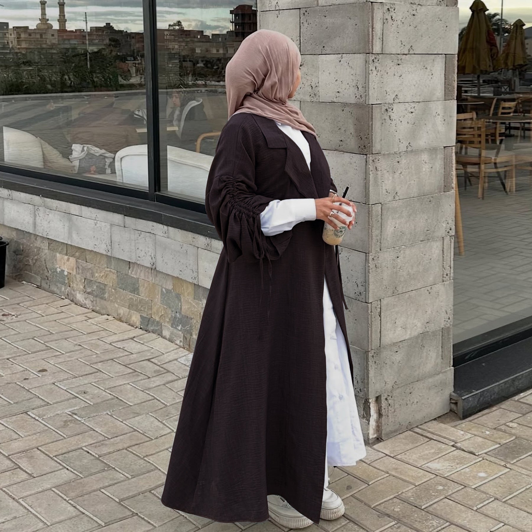 Fashionable Blazer Collar Cardigan Abaya
