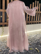2 Pcs Dress Shiny Silk Abaya