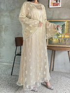 2 Pcs Rose Lace Loose Abaya