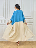 Blue and Beige Color-block Abayas