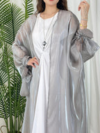 Women's Bubble Sleeve Open Elegant Abaya
