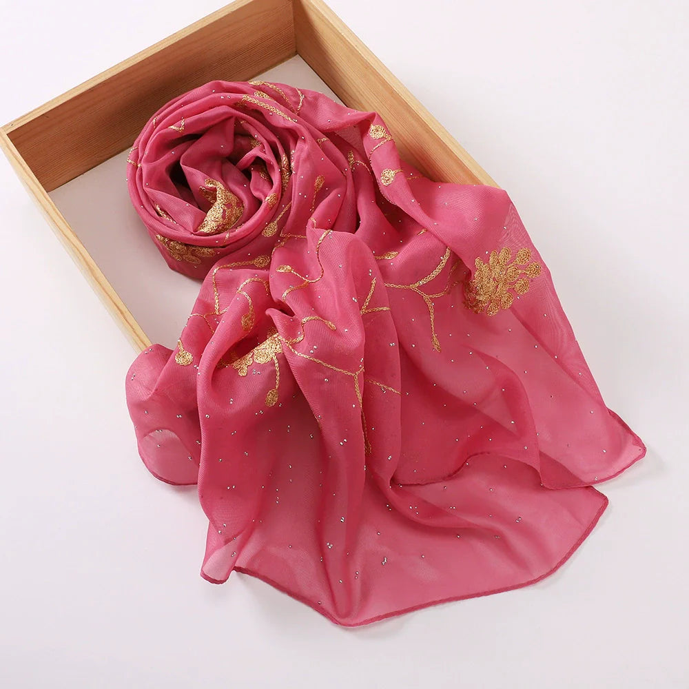 Hot Drilling Embroidered Hijab