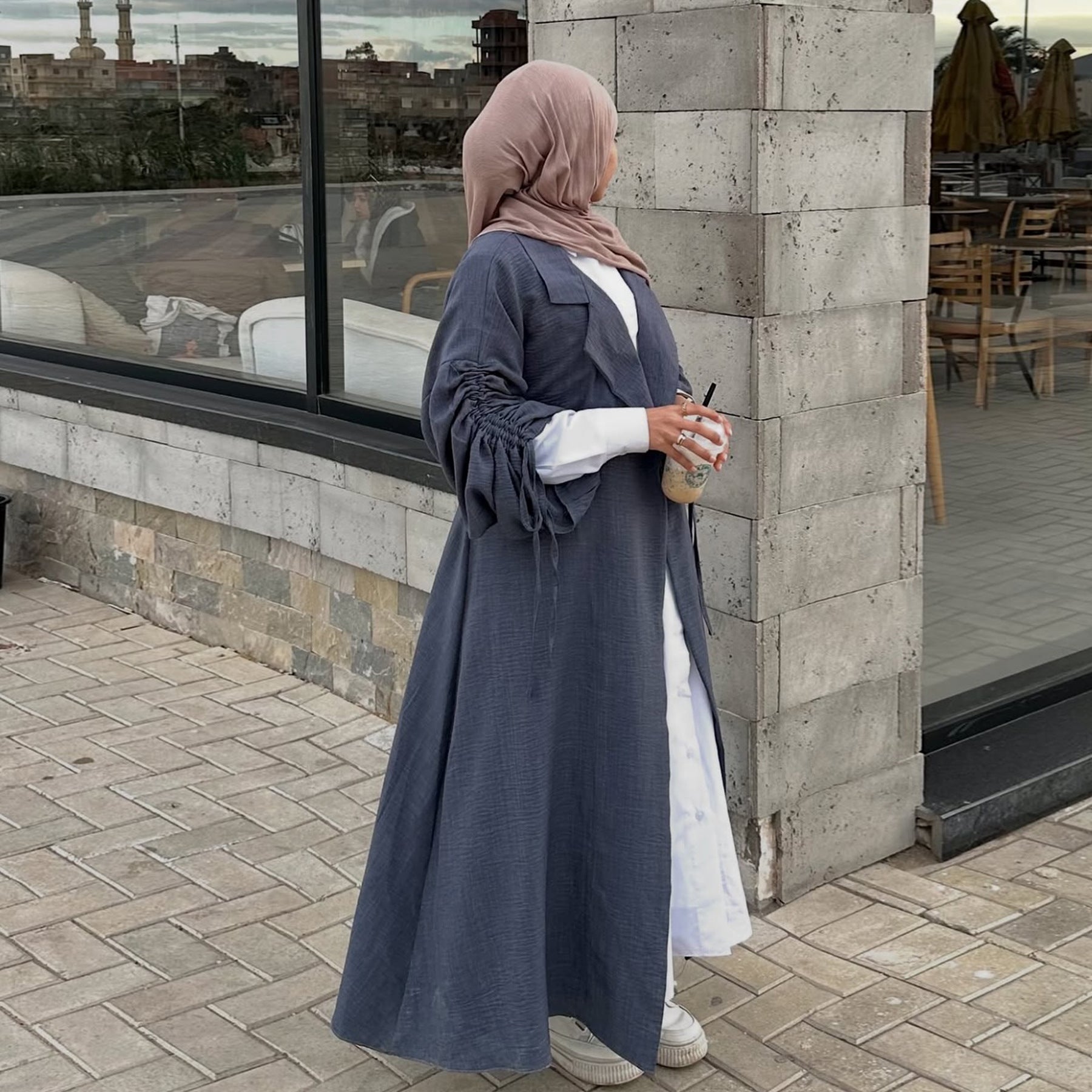 Fashionable Blazer Collar Cardigan Abaya