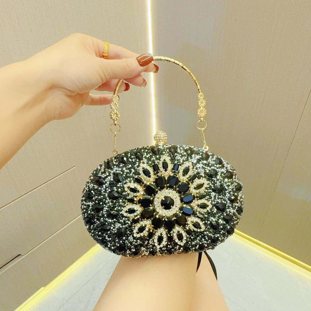 Rhinestone Round Clasp Handbag