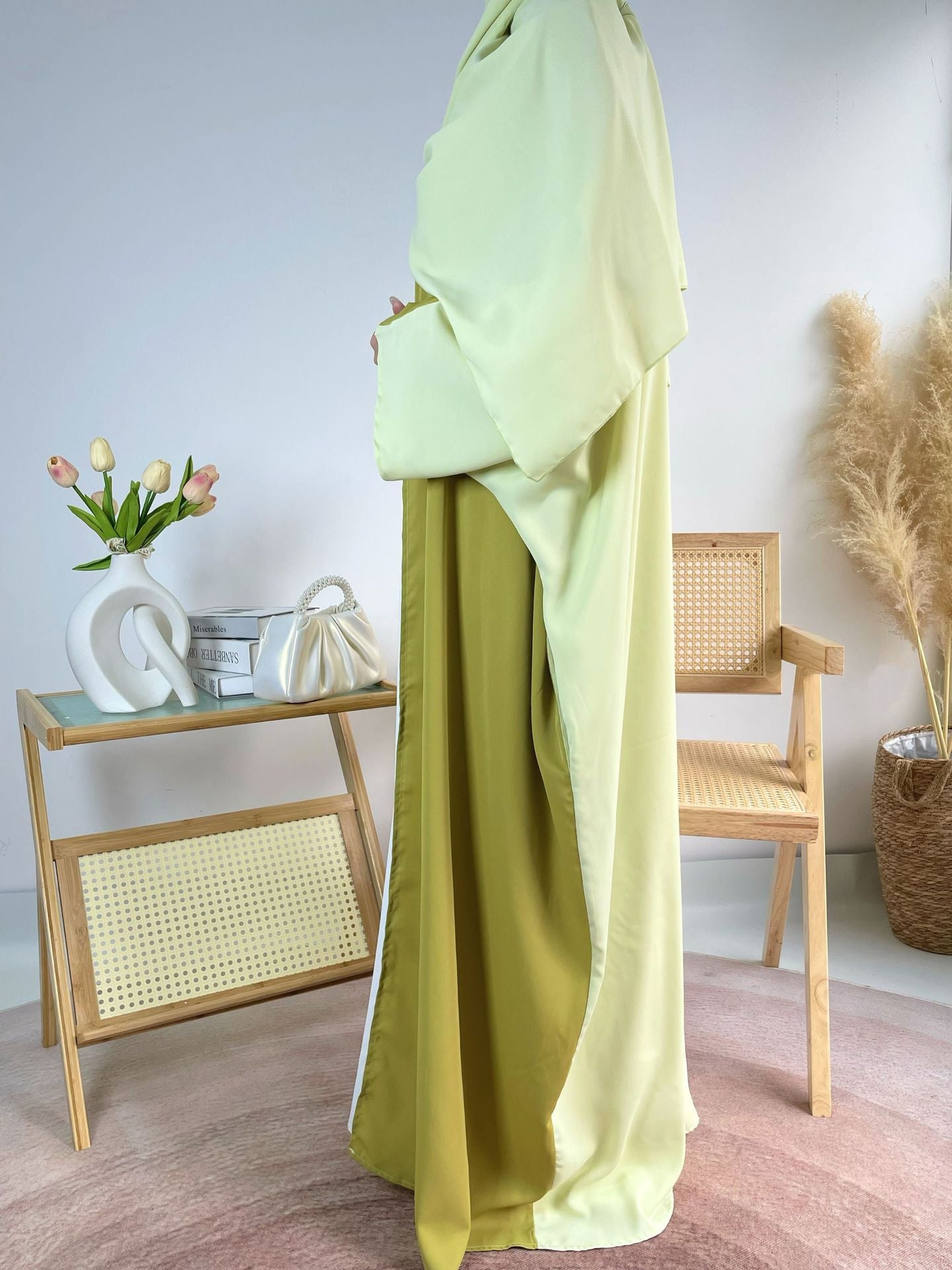 Two Tone Color Matching Abaya