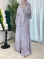 Flowing Gauze Dress Abaya 5 Piece Set