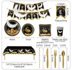 Ramadan Full Set Disposable Tableware 136 PCS - Black Gold