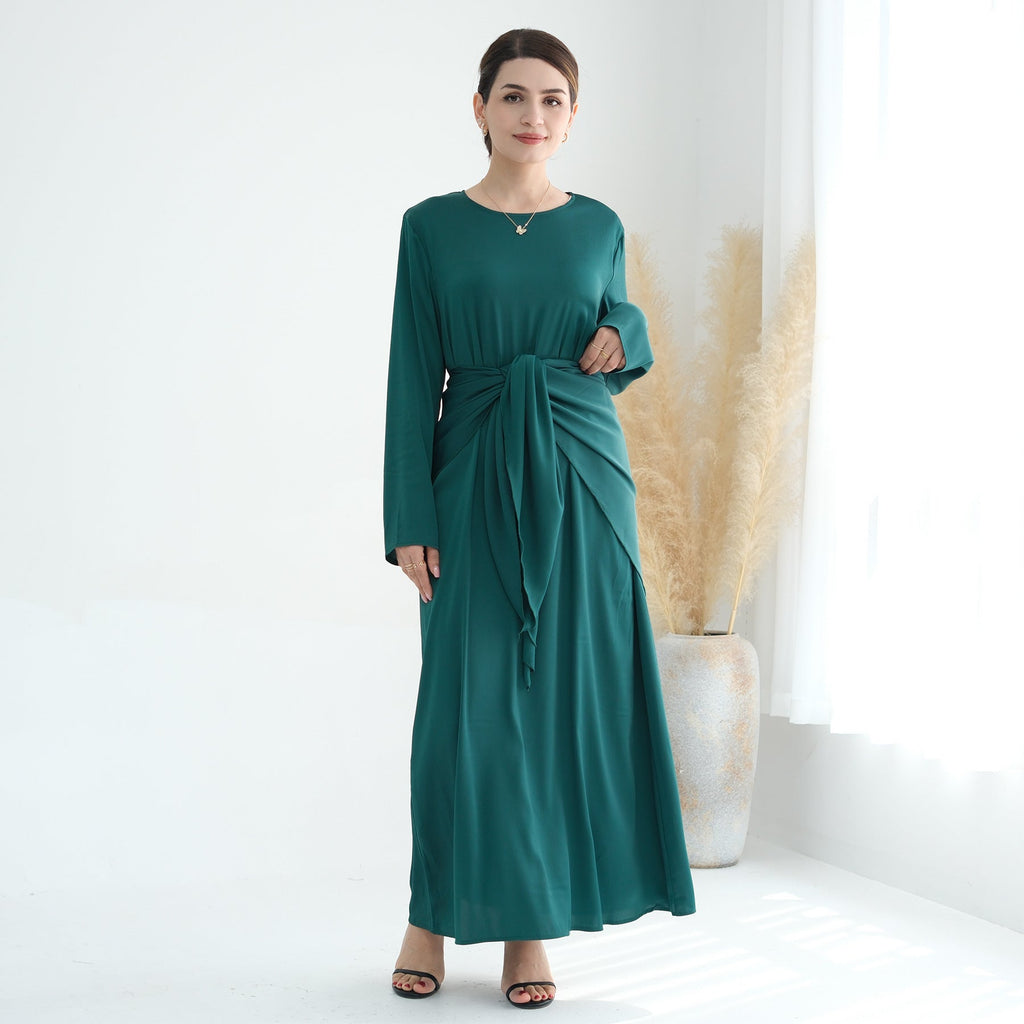 Women Puff Sleeve Belted Abaya