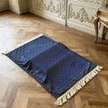 Extra Thick Plush Prayer Rug with Knee Cushion - Navy Blue