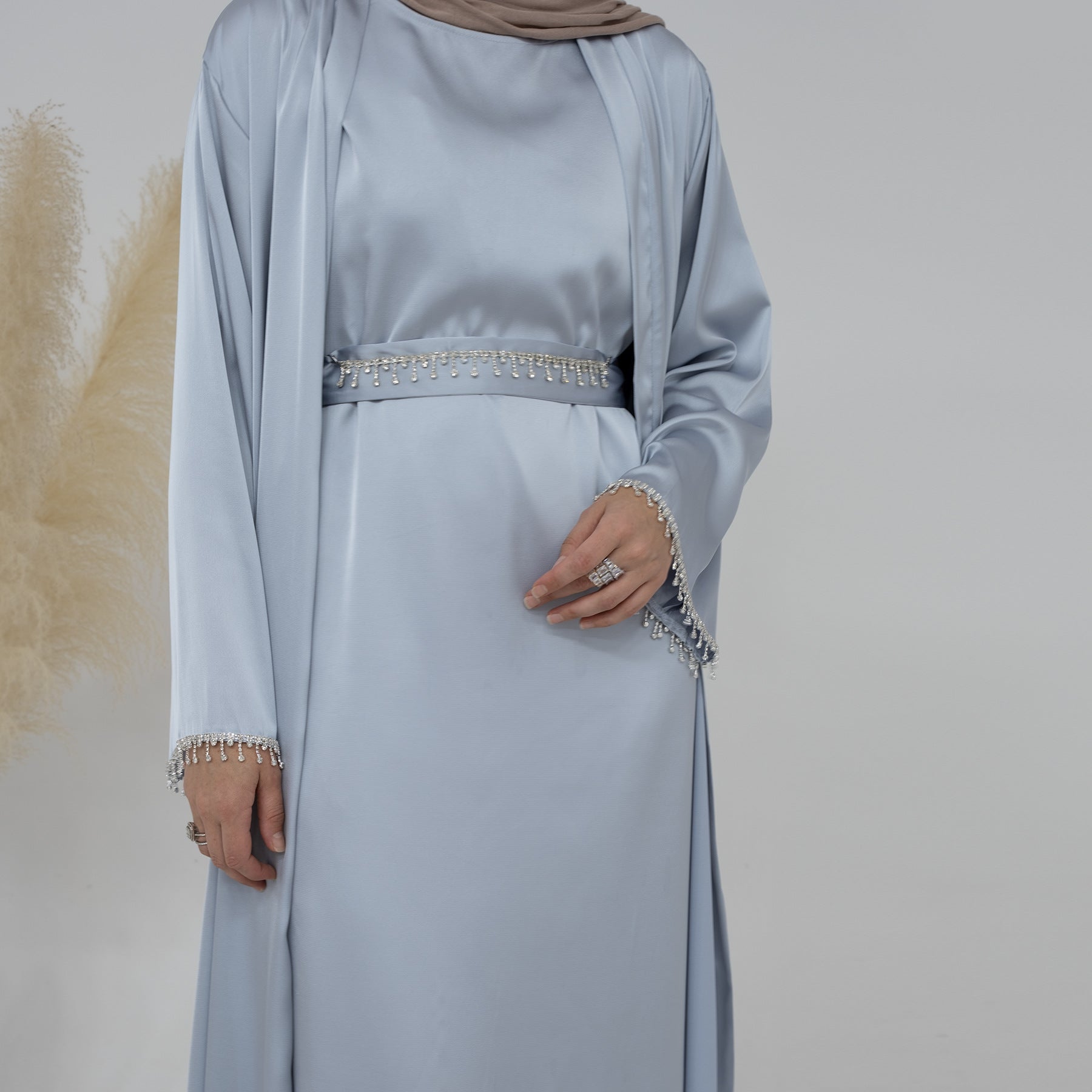 Bead Abayas with Crystal Chain