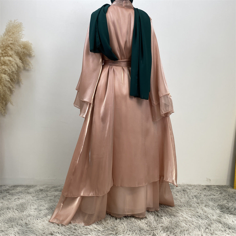 Shiny Satin Cardigan Abaya