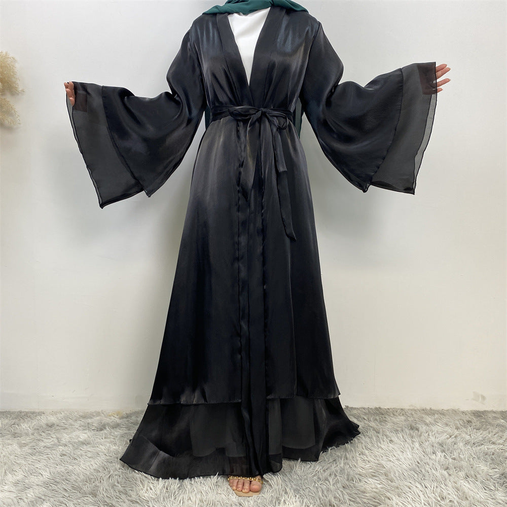 Shiny Satin Cardigan Abaya