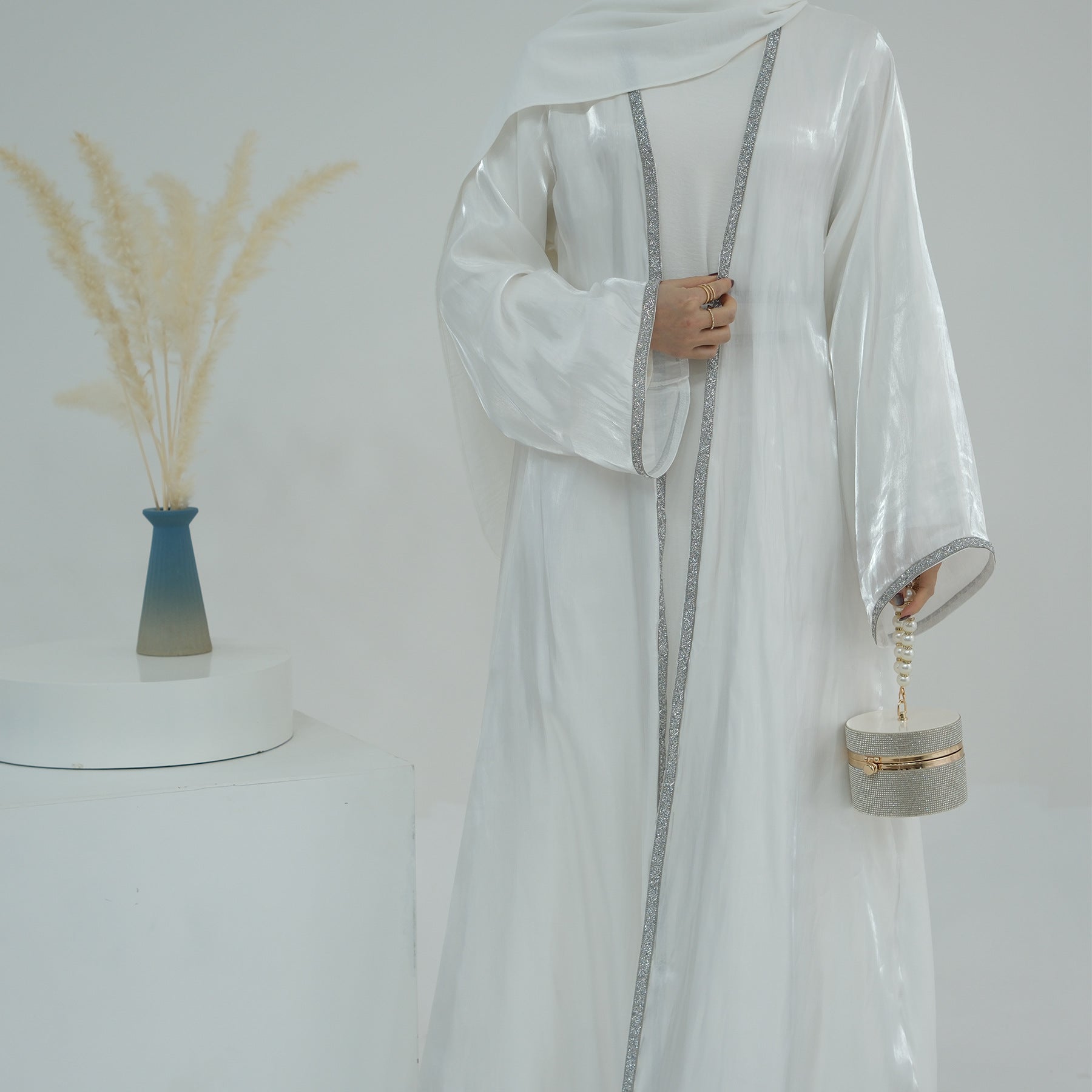 Light Flowing Tulle Abaya With Hijab