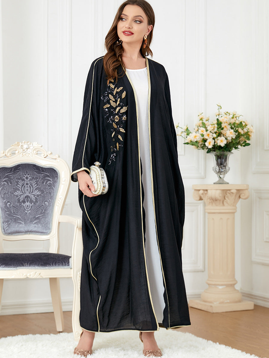 Floral Draped Open Abaya