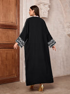 Embroidered Bat Sleeve Cardigan Abaya