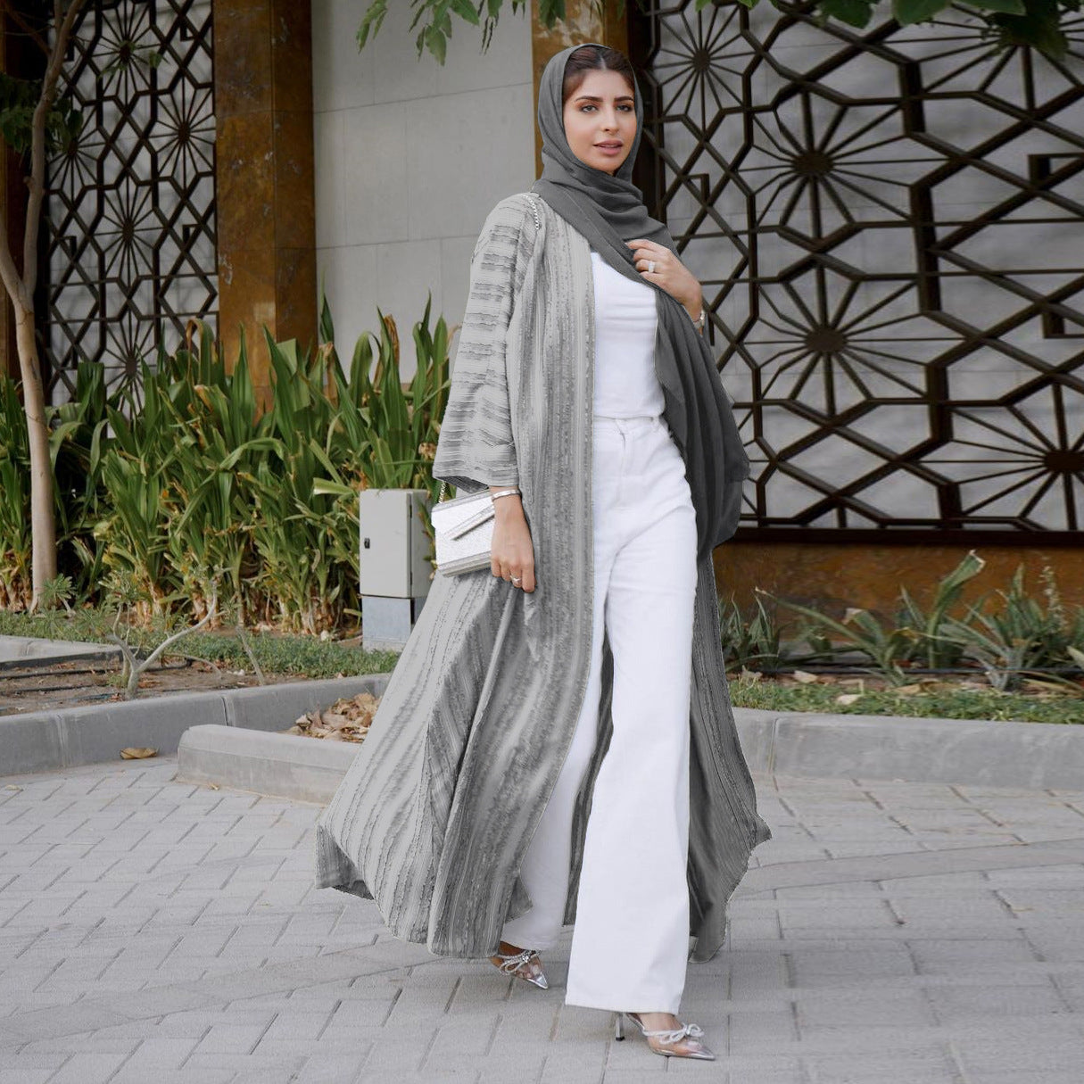 Striped Splicing Abaya