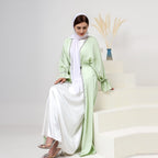 Satin Open Abaya With Belt