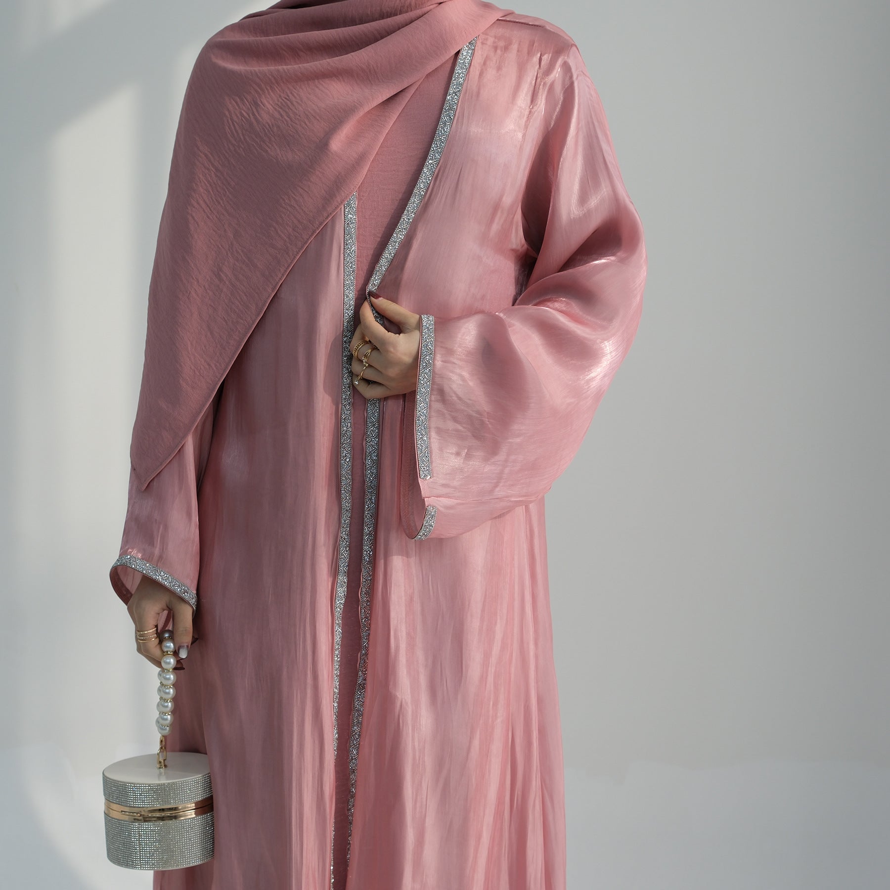Light Flowing Tulle Abaya With Hijab