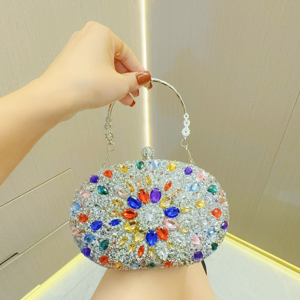 Rhinestone Round Clasp Handbag