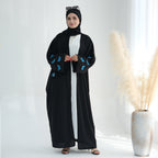 Embroidered Butterfly Print Kaftan with Hijab