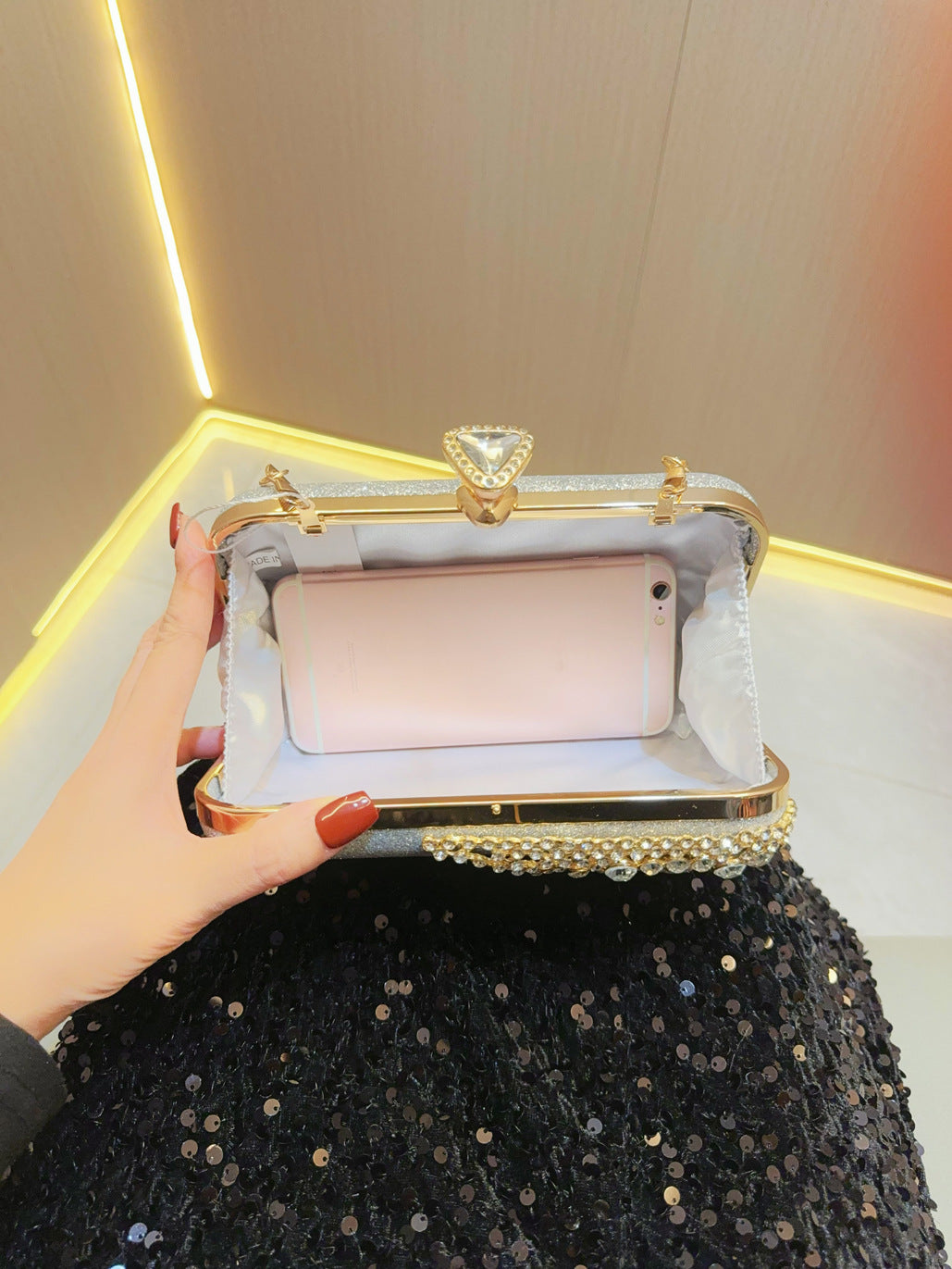 Sparkly Crystal Clutch Handbag