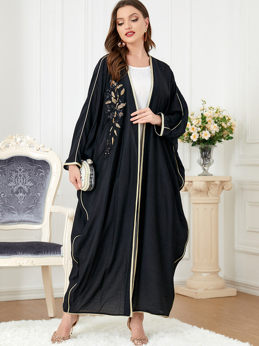 Floral Draped Open Abaya