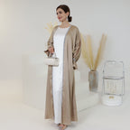 Satin Open Abaya With Belt