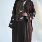Embroidered Butterfly Print Kaftan with Hijab