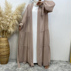 Tulle Nail Bead Chiffon Open Abaya