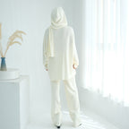 2 Pcs Solid Color Knitted Set with Hooded