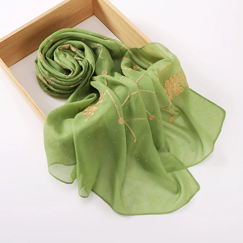 Hot Drilling Embroidered Hijab