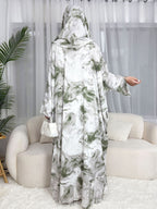 Ink-wash Printed Cardigan Abaya