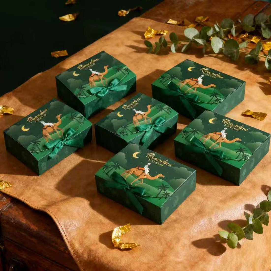 Ramadan Flip Gift Boxes 10 Pcs Green Camel