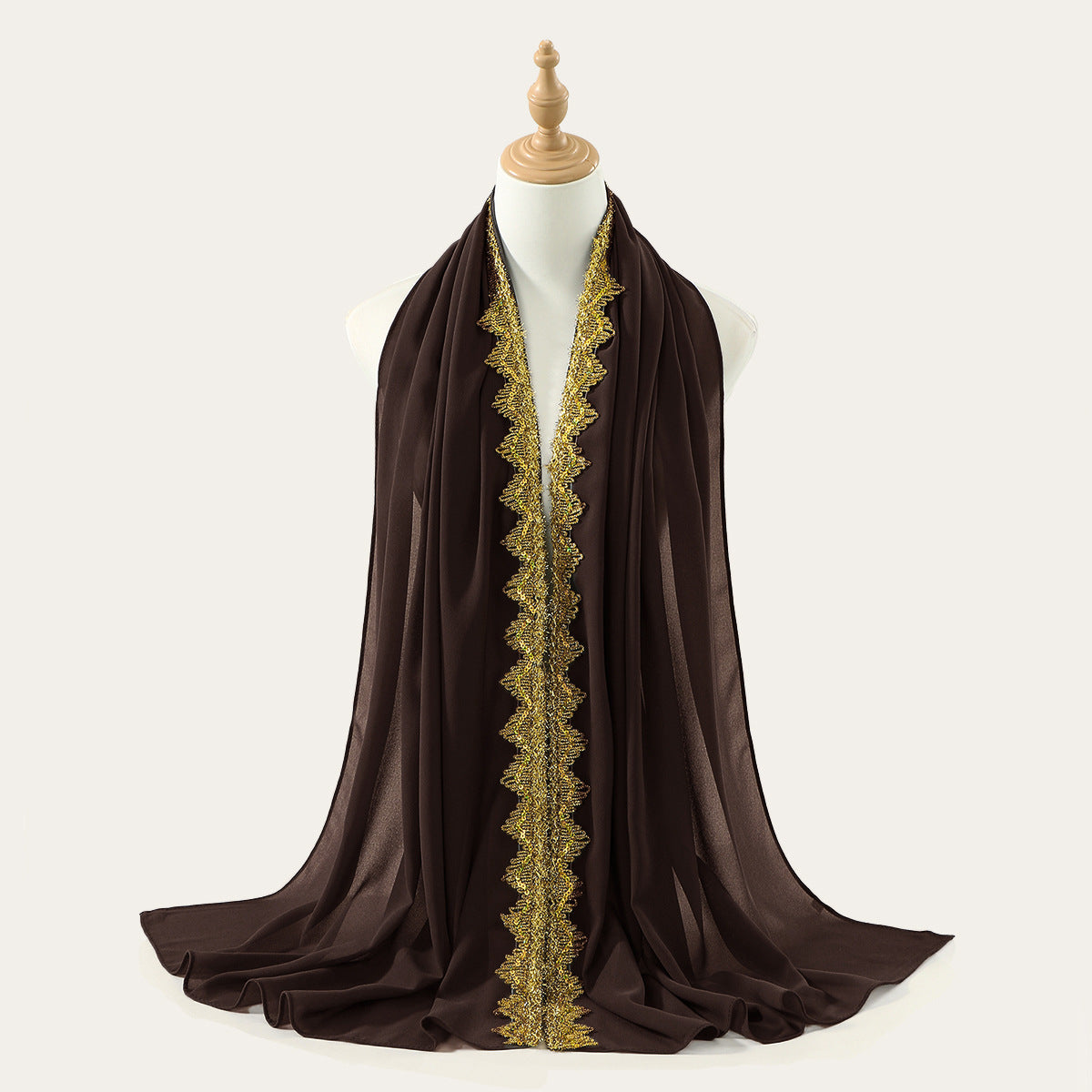 Golden Crown Chiffon Long Scarf for Women