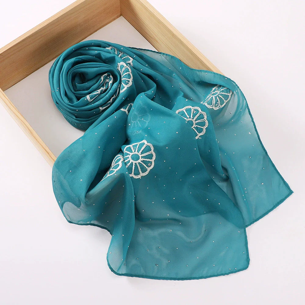 Embroidered and Rhinestone Hijab
