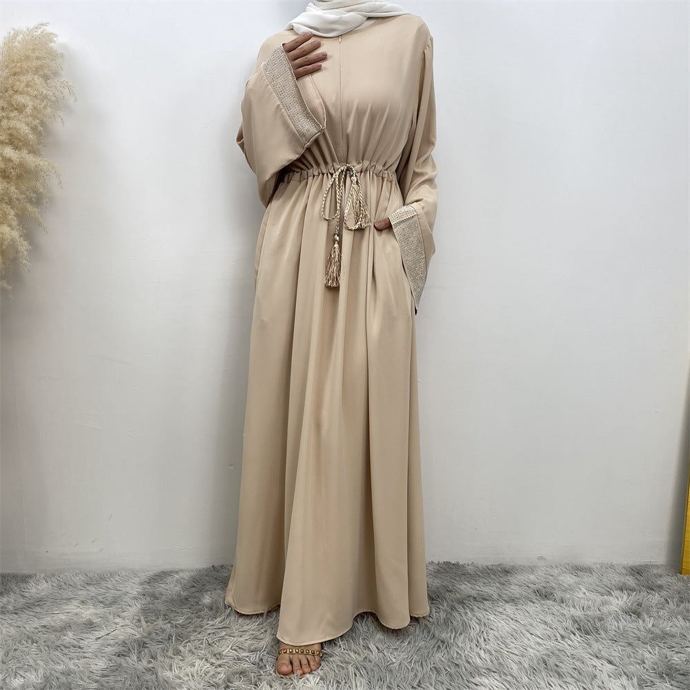 Hot Stamping Spliced Lace Up Dress