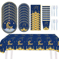 Ramadan Full Set Disposable Tableware - Dark Blue