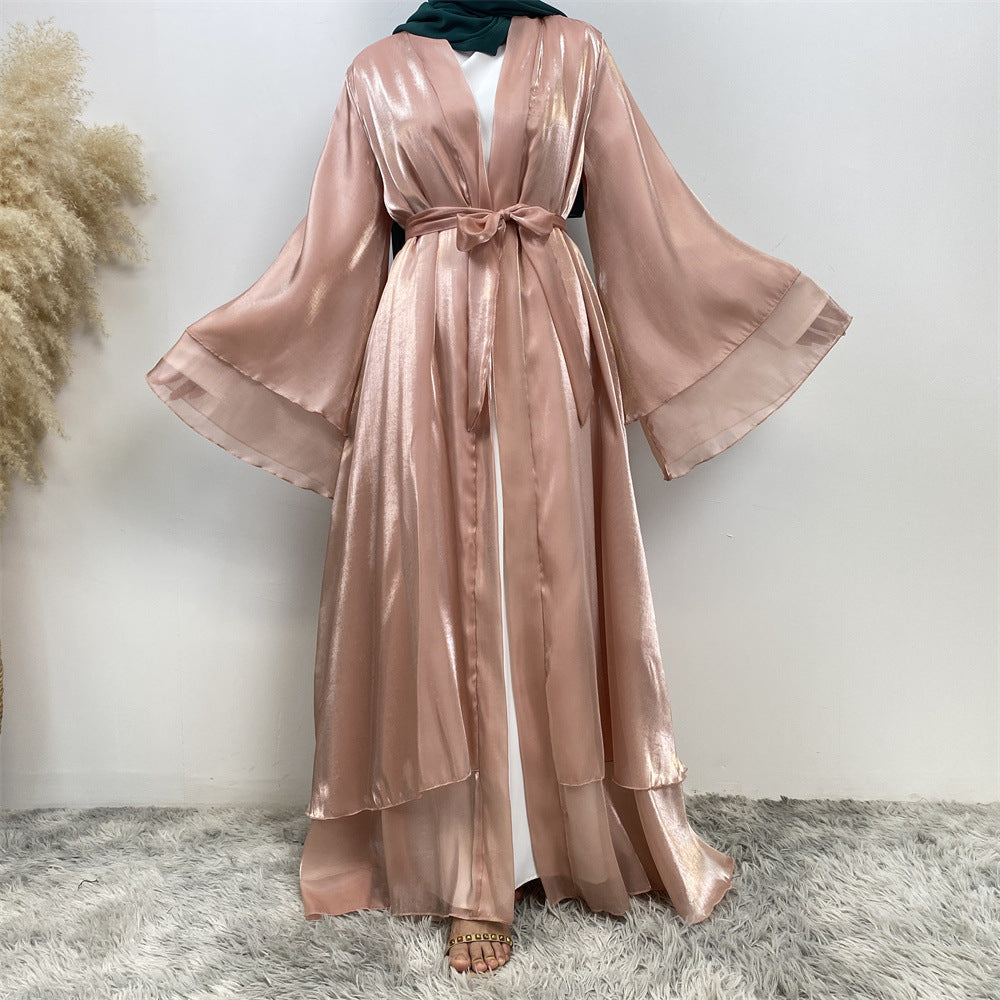 Shiny Satin Cardigan Abaya