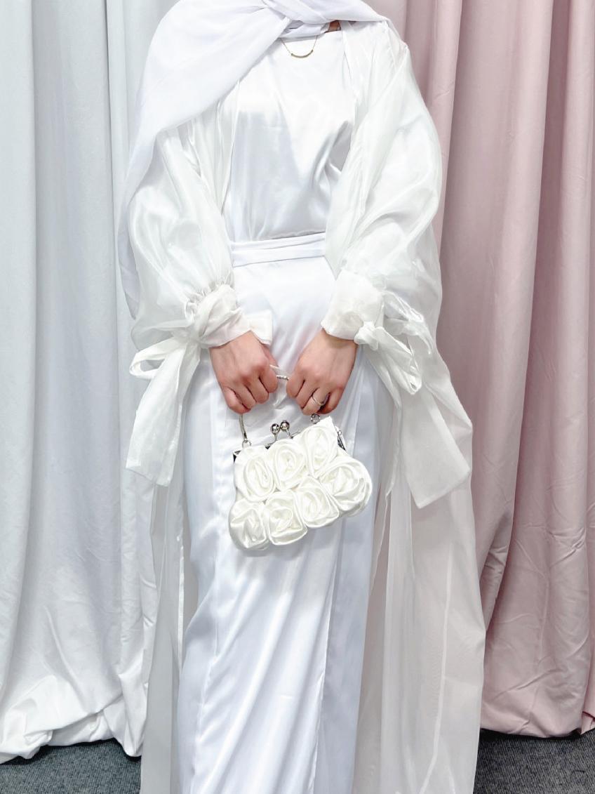 Women's Bubble Sleeve Open Elegant Abaya