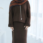 Autumn and Winter Thickened Knitted Abaya Set
