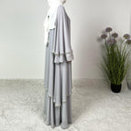 Chiffon Rhinestone Trumpet Sleeve Abaya Set