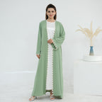 Green Embroidered Flower 2PCS Abaya