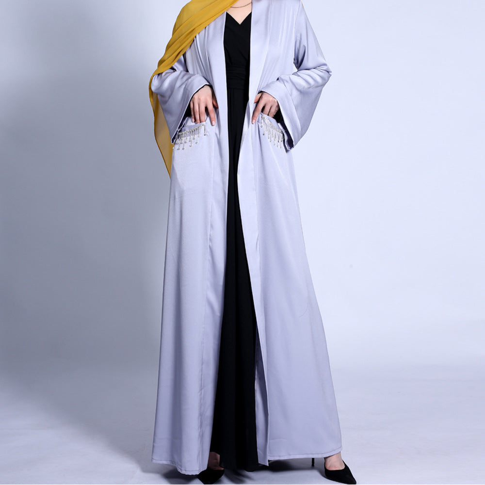 Satin Tassel Pocket Abaya